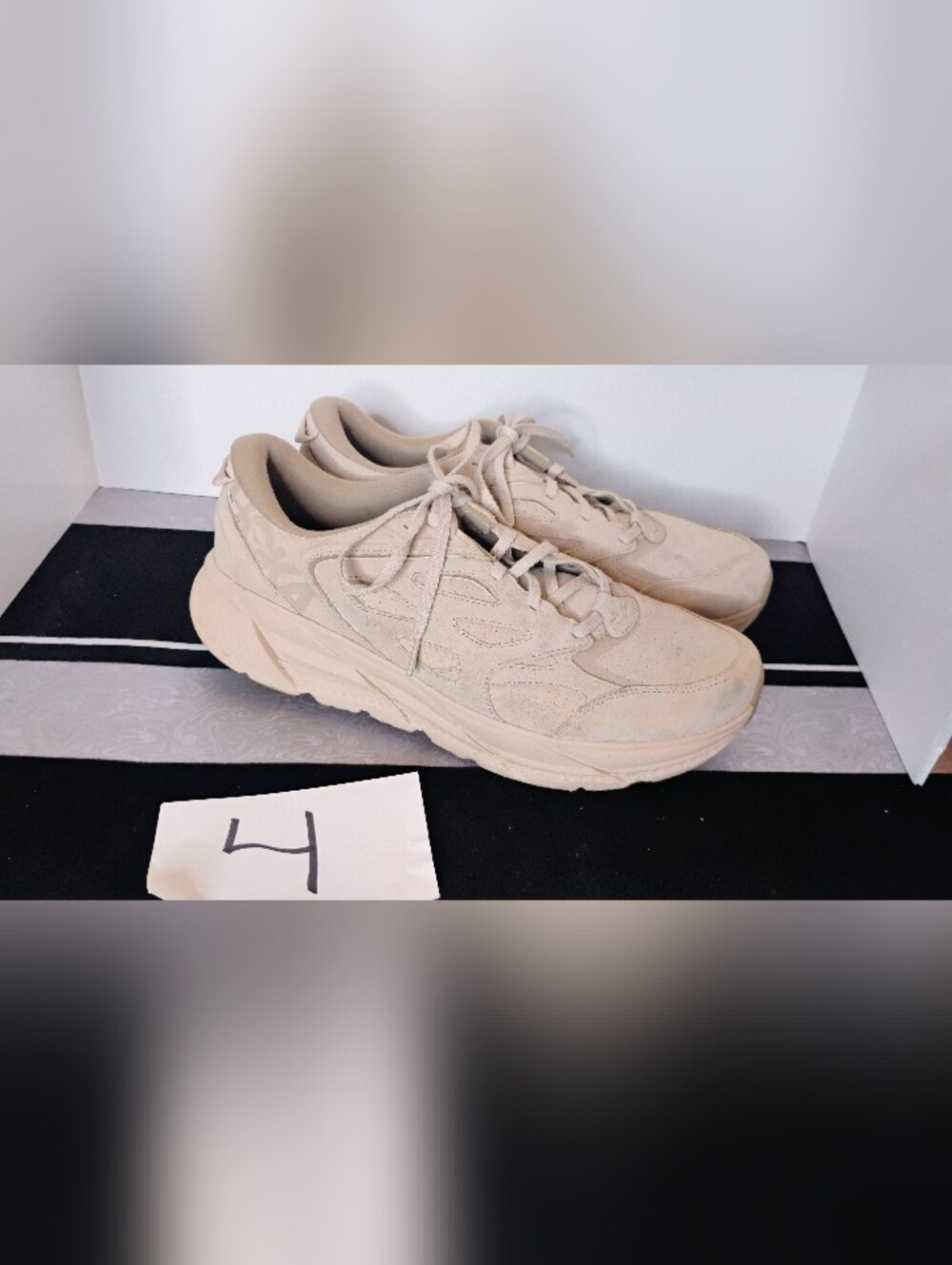 Hoka One One U Clifton L Suede Sand Beige Sneakers 1122571-SSDD Shoes Size 14